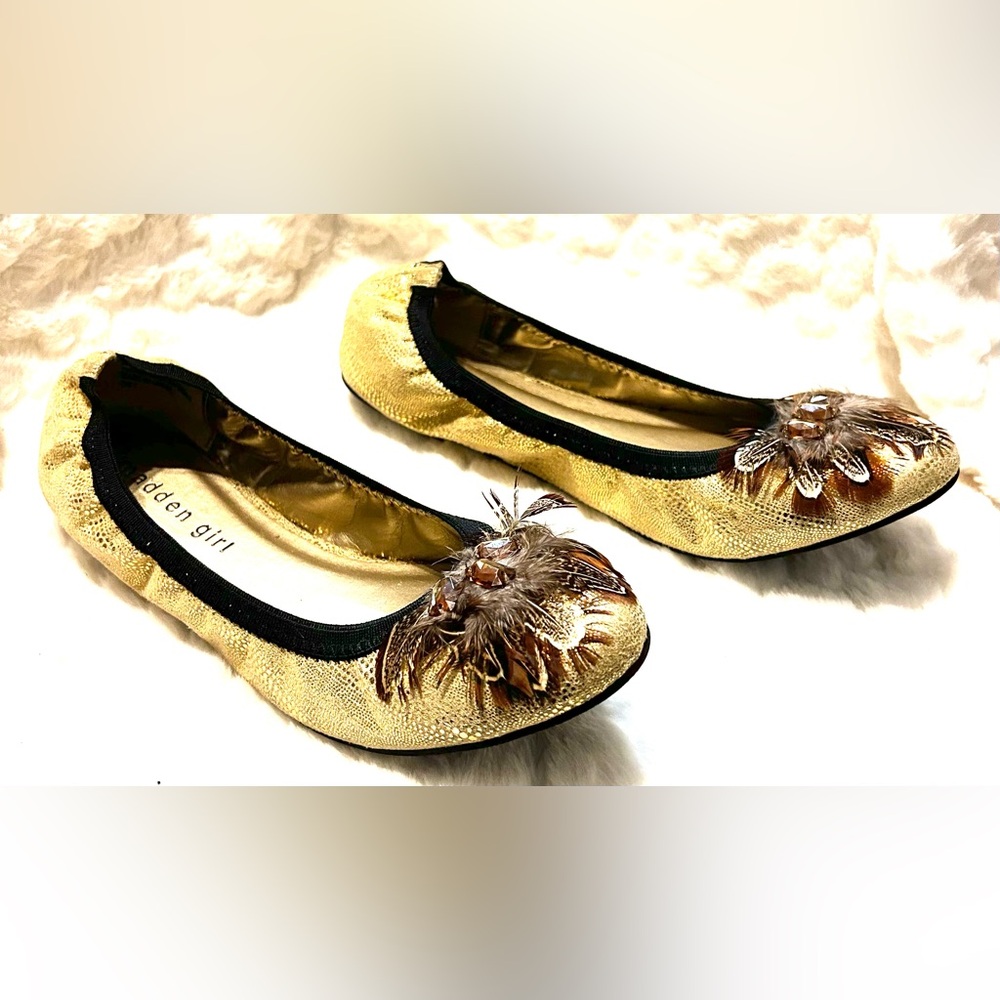 Madden Girl Tadley Metallic Gold Ballets Flats women’s size 8
